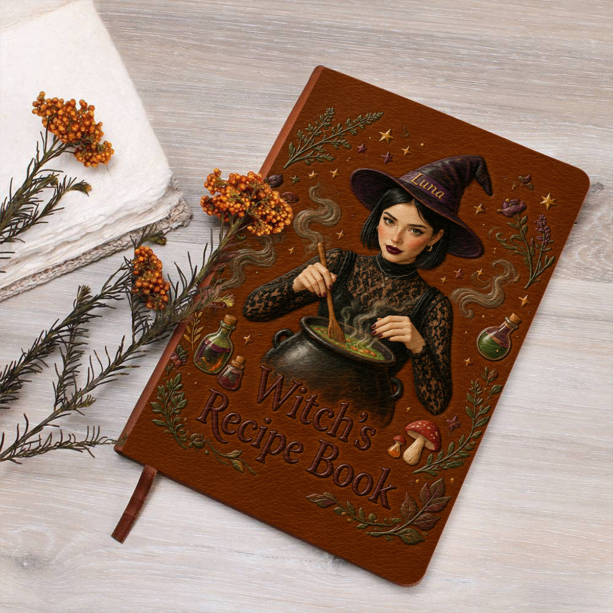 Witch's Recipe Book - Personalized Witch Leather Journal