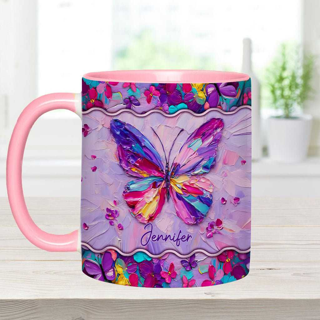 Beautiful Butterfly - Personalized Butterfly Accent Mug