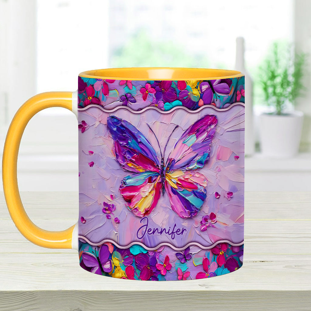Beautiful Butterfly - Personalized Butterfly Accent Mug