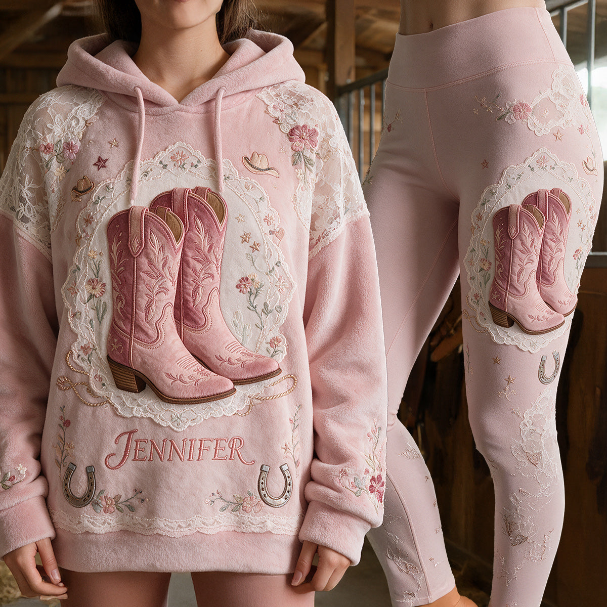 Cute Cowgirls - Personalized Cowgirl Hoodie and Leggings