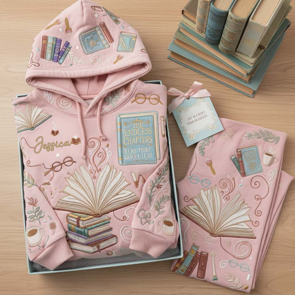 Einfach ein Mädchen, das Bücher liebt – personalisierter Buch-Hoodie und Leggings