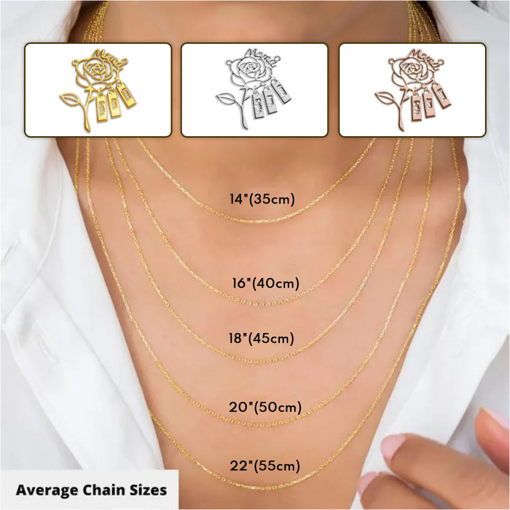 Eine Rose für Mama – Personalisierte Mutterkette mit Anhängern