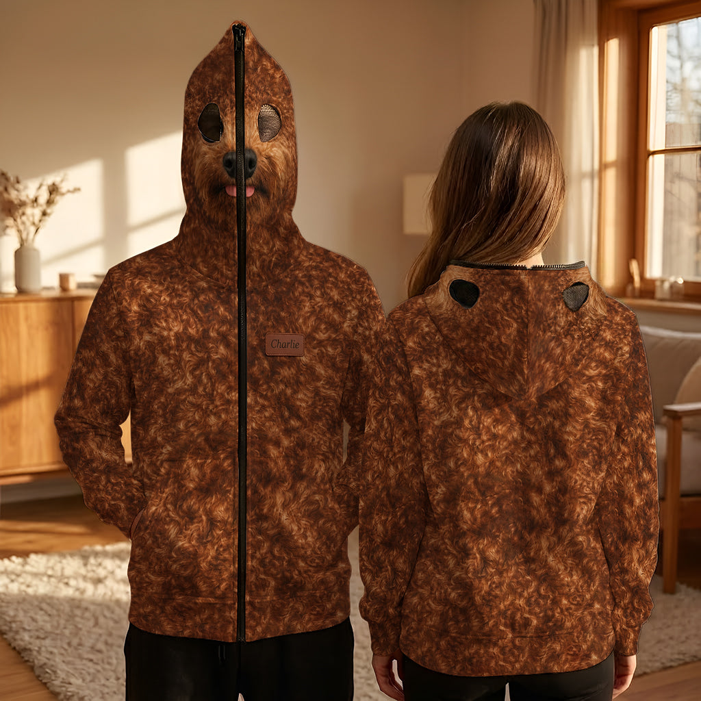 Cosplay Your Pet - Personalized Dog Full Face Zipper Hoodie