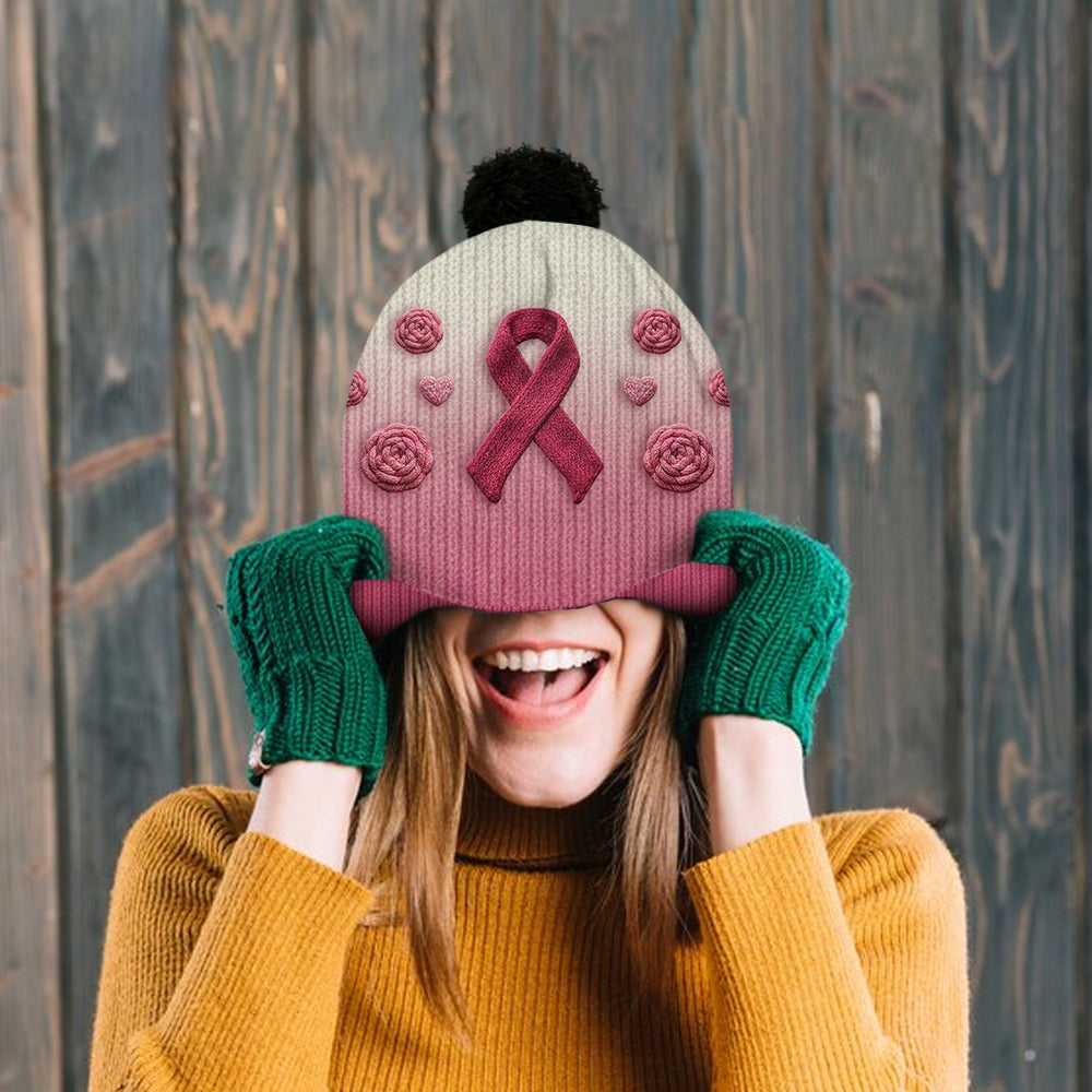 Faith Hope Love - Personalized Breast Cancer Awareness Beanie Hat