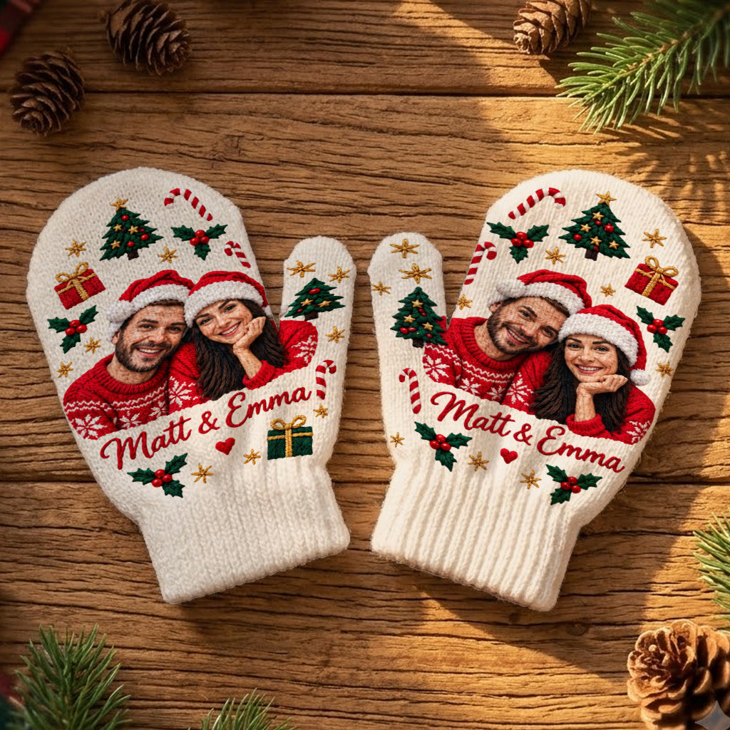Meaningful Couple Matching Knitted Mittens - Personalized Couple Knitted Mittens