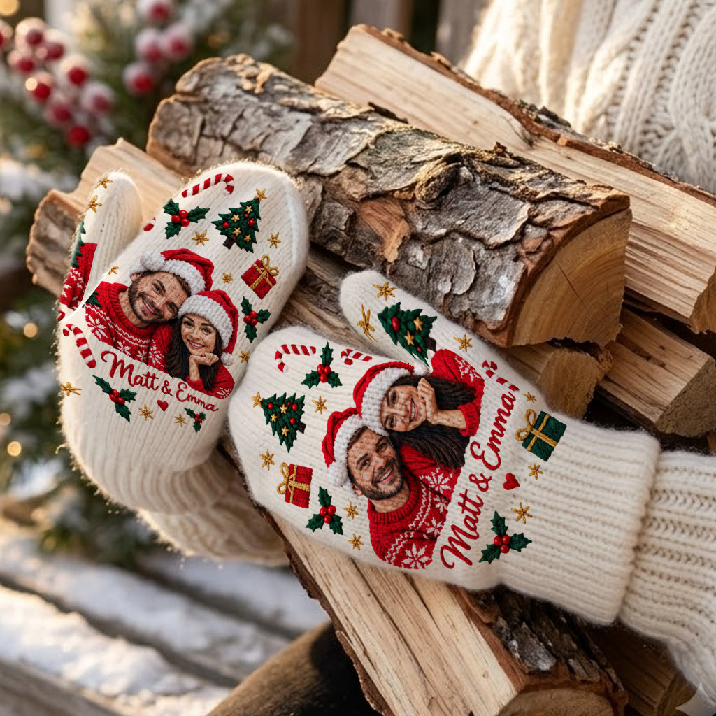 Meaningful Couple Matching Knitted Mittens - Personalized Couple Knitted Mittens