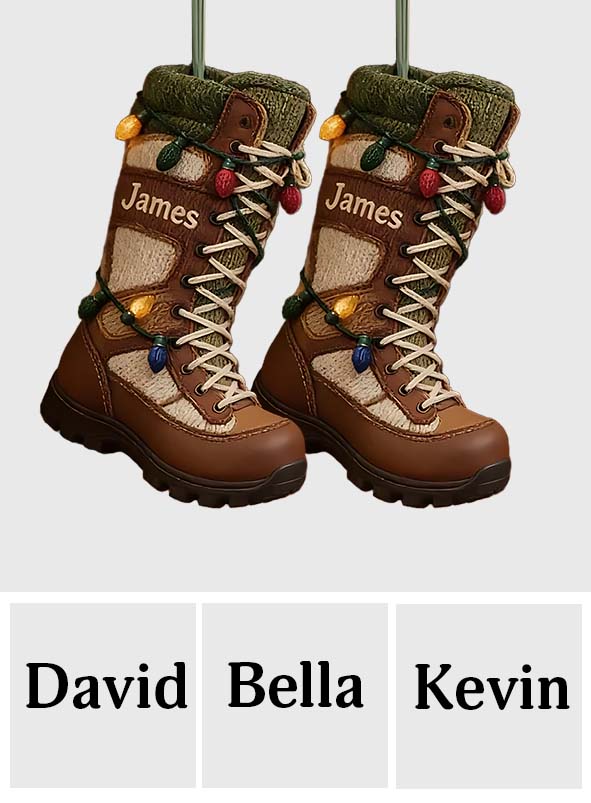 Hiking Shoes - Personalized Hiking Shaped Christmas Stocking