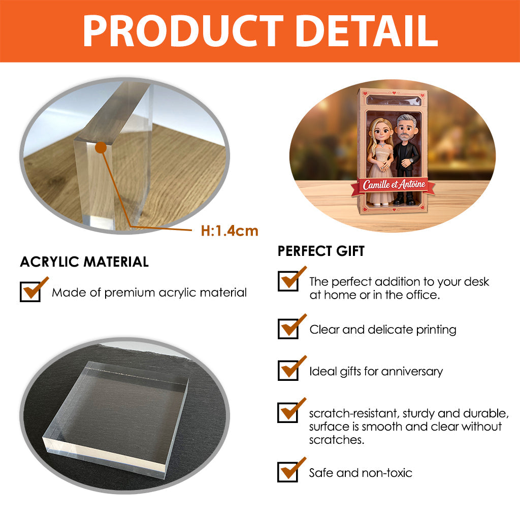 Je t'aime – Personalisierte Acryltafel für ein Paar in persönlicher Form