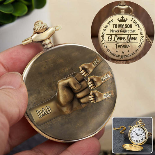 Daddy Fist Bump Gift for Son - Personalized Son Pocket Watch