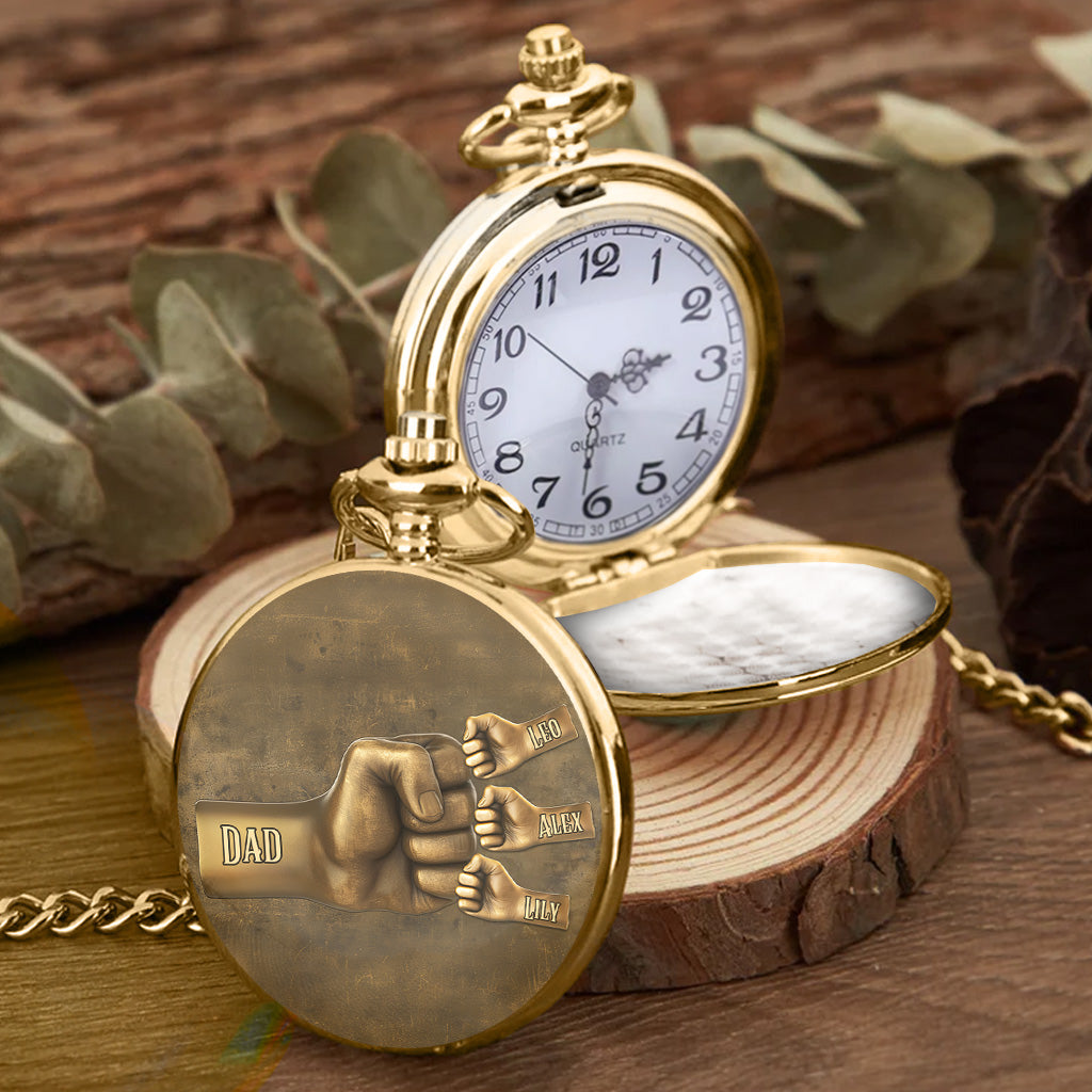 Papa-Faustgruß-Geschenk für den Sohn – personalisierte Taschenuhr für den Sohn