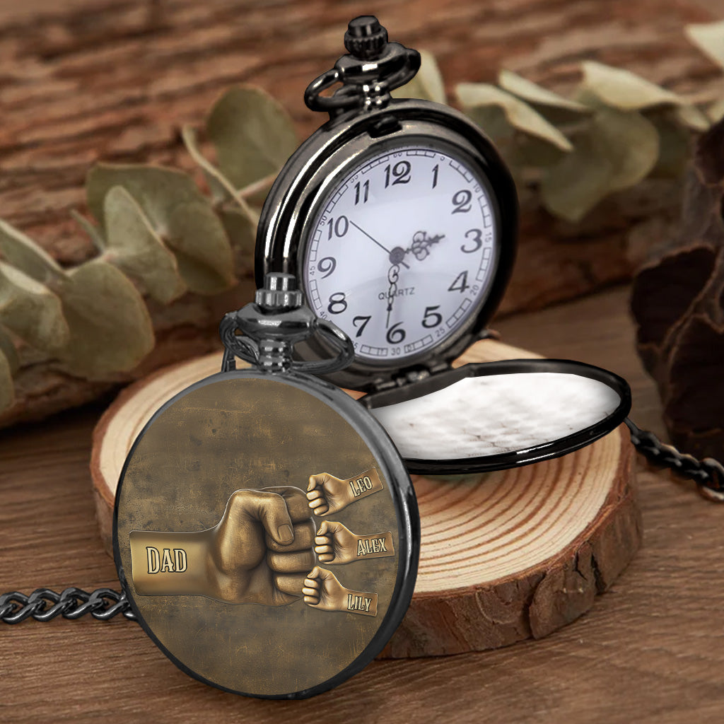 Papa-Faustgruß-Geschenk für den Sohn – personalisierte Taschenuhr für den Sohn