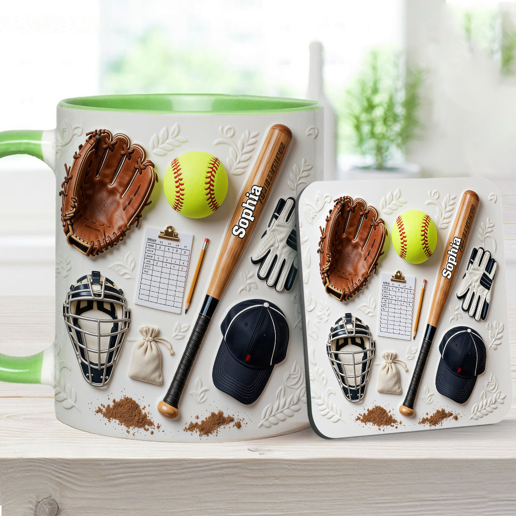Love Softball - Personalized Softball Accent Mug & Coaster