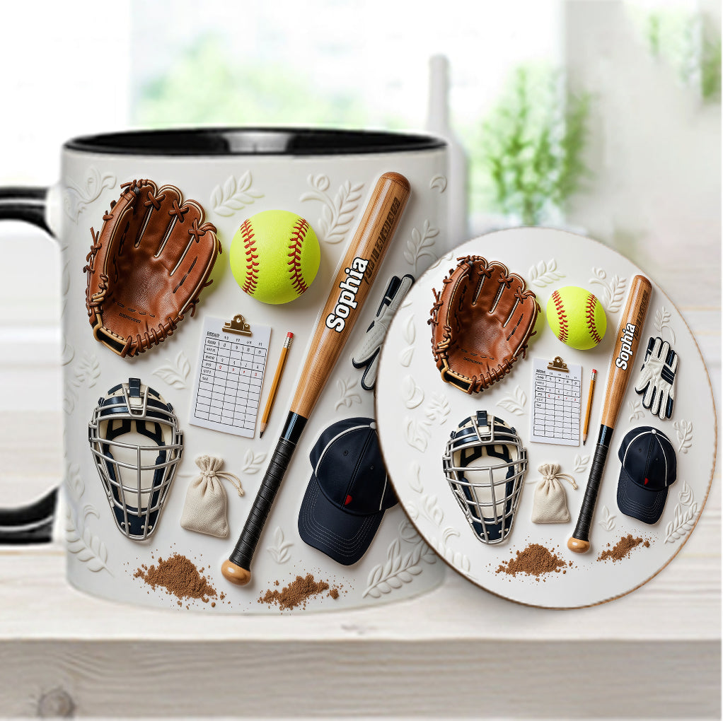 Love Softball - Personalized Softball Accent Mug & Coaster