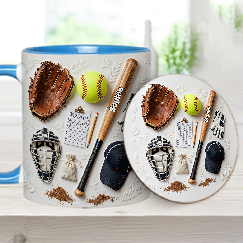 Love Softball - Personalized Softball Accent Mug & Coaster