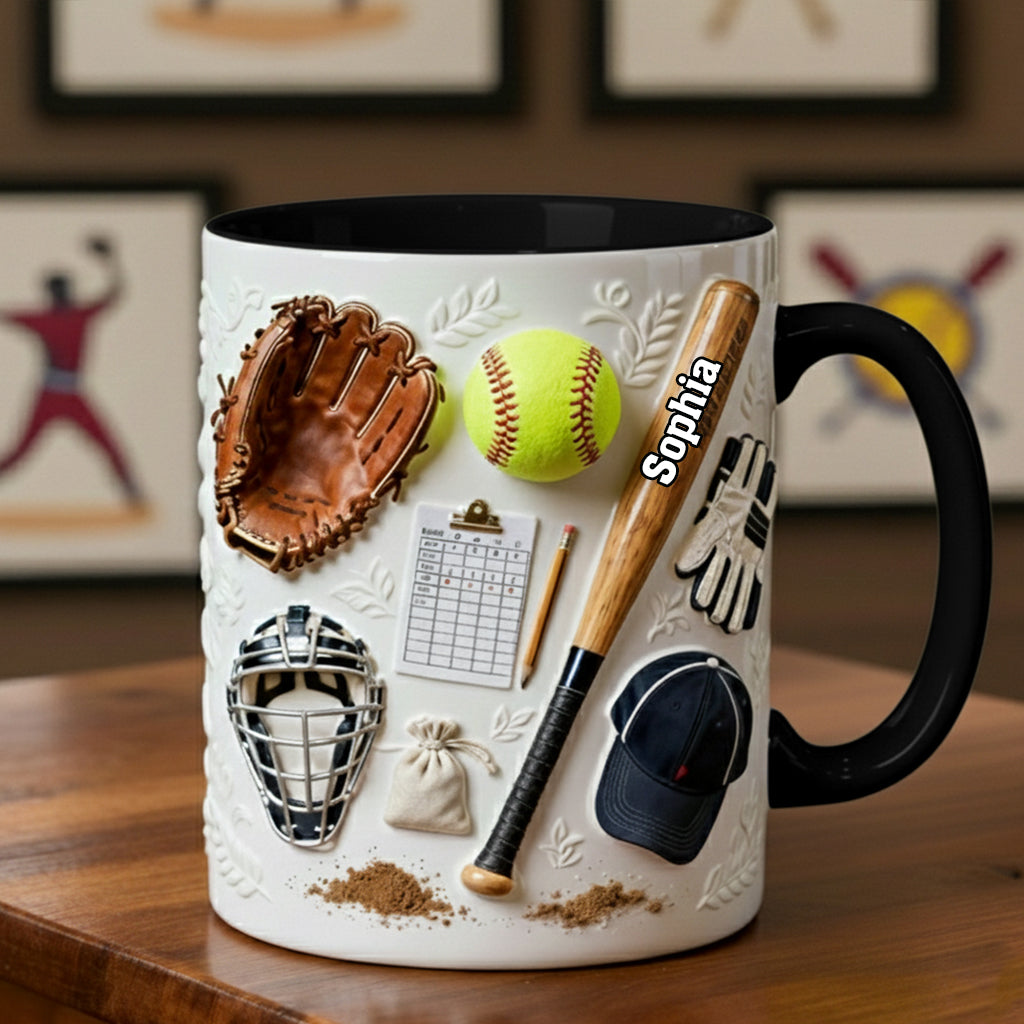 Love Softball - Personalized Softball Accent Mug & Coaster