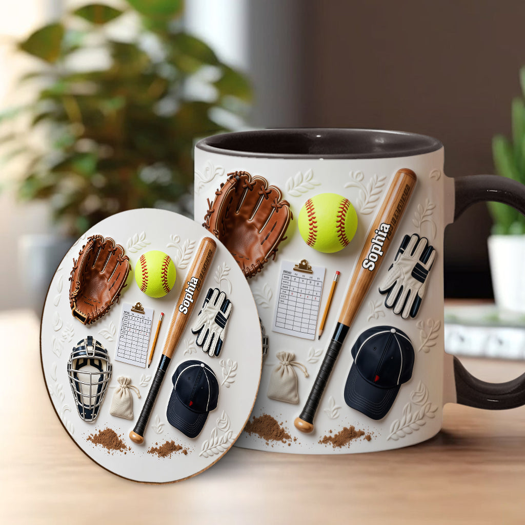 Love Softball - Personalized Softball Accent Mug & Coaster