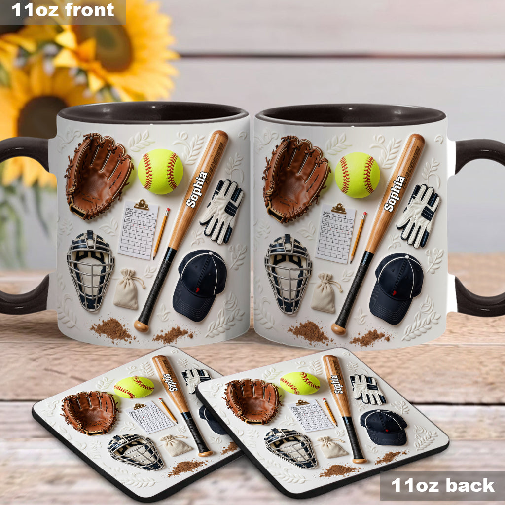 Love Softball - Personalized Softball Accent Mug & Coaster