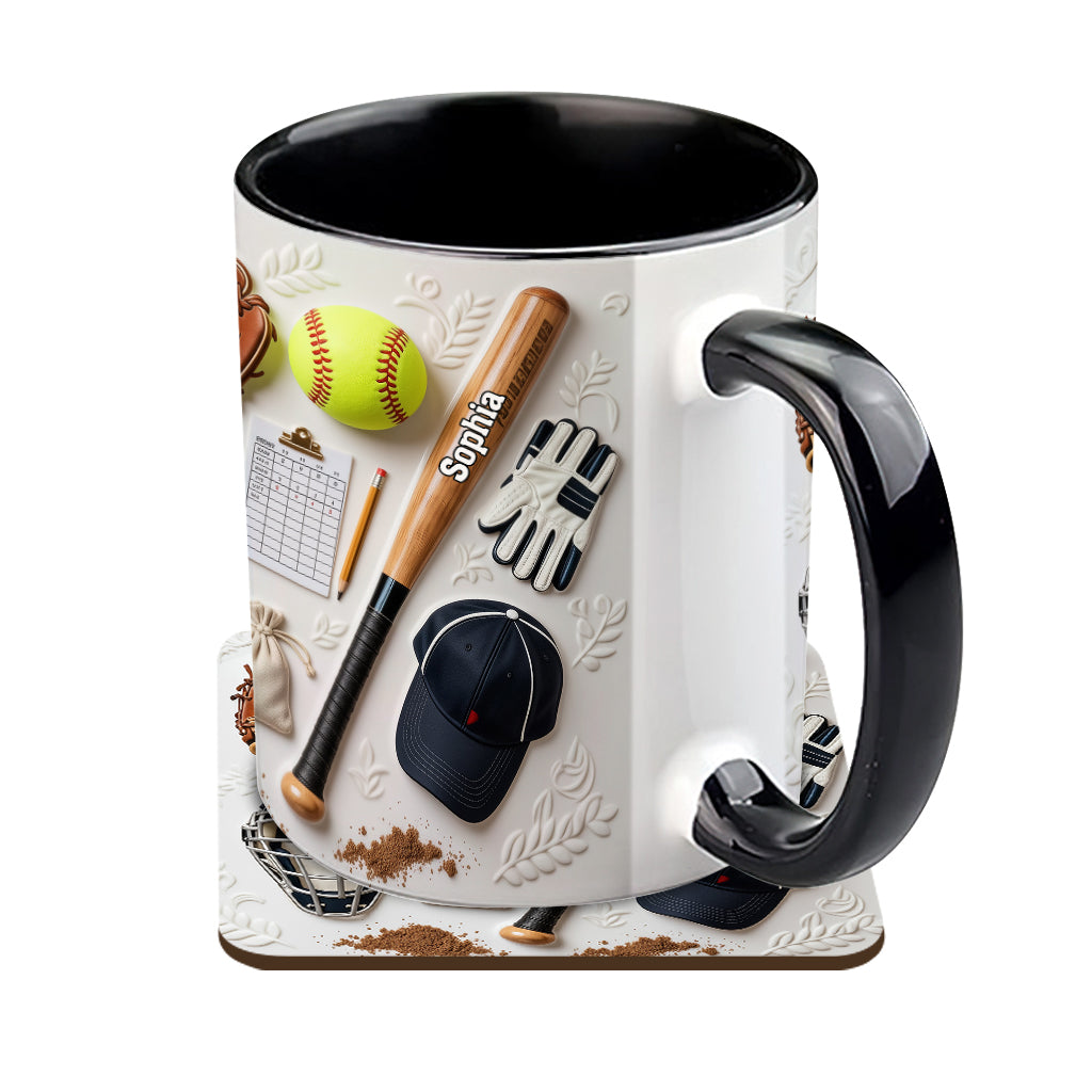 Love Softball - Personalized Softball Accent Mug & Coaster