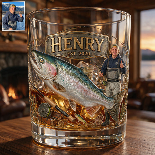 Love Fishing - Personalized Fishing Whiskey Glass