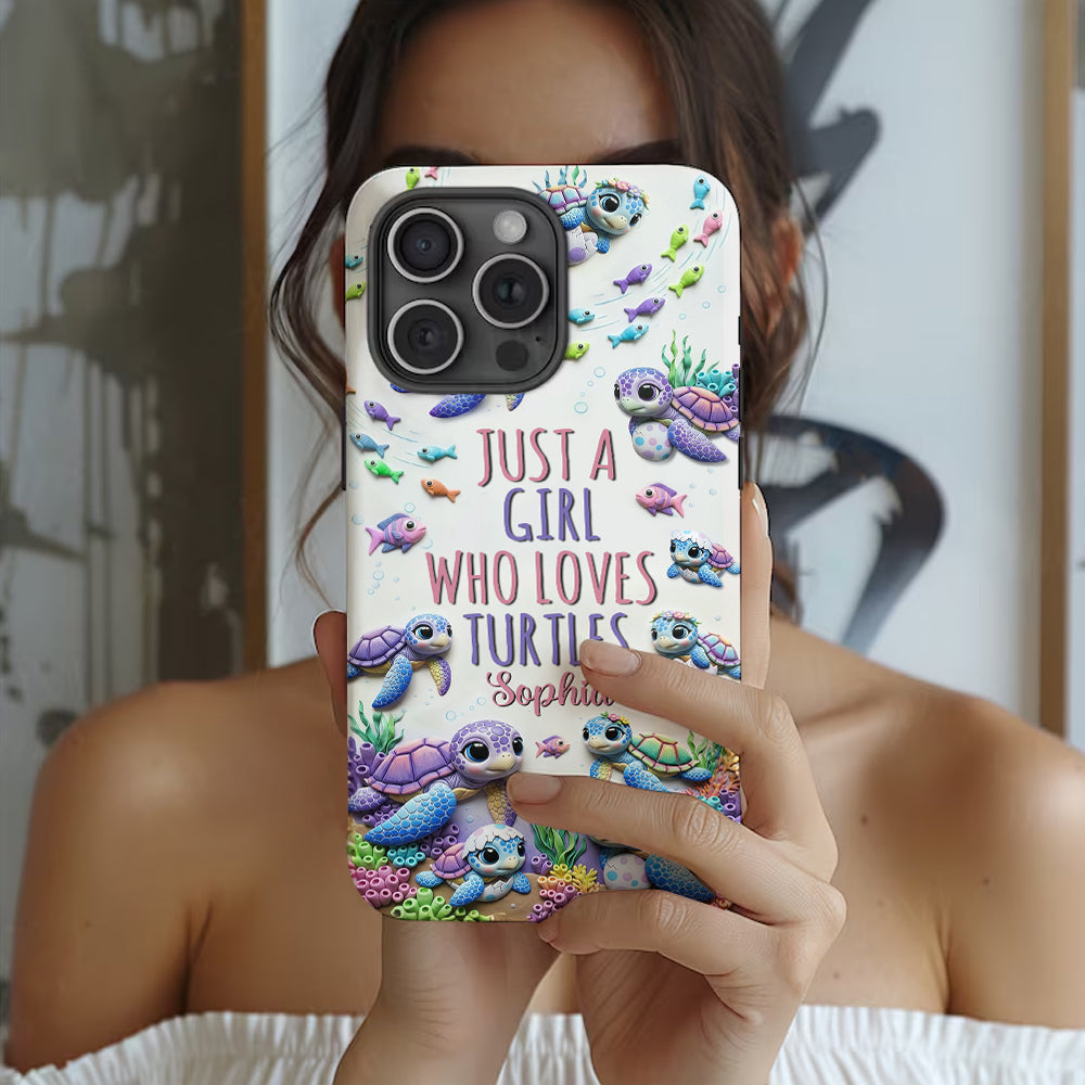 Einfach ein Mädchen, das Schildkröten liebt – Personalisierte Handyhülle mit Schildkröten-Vollbilddruck