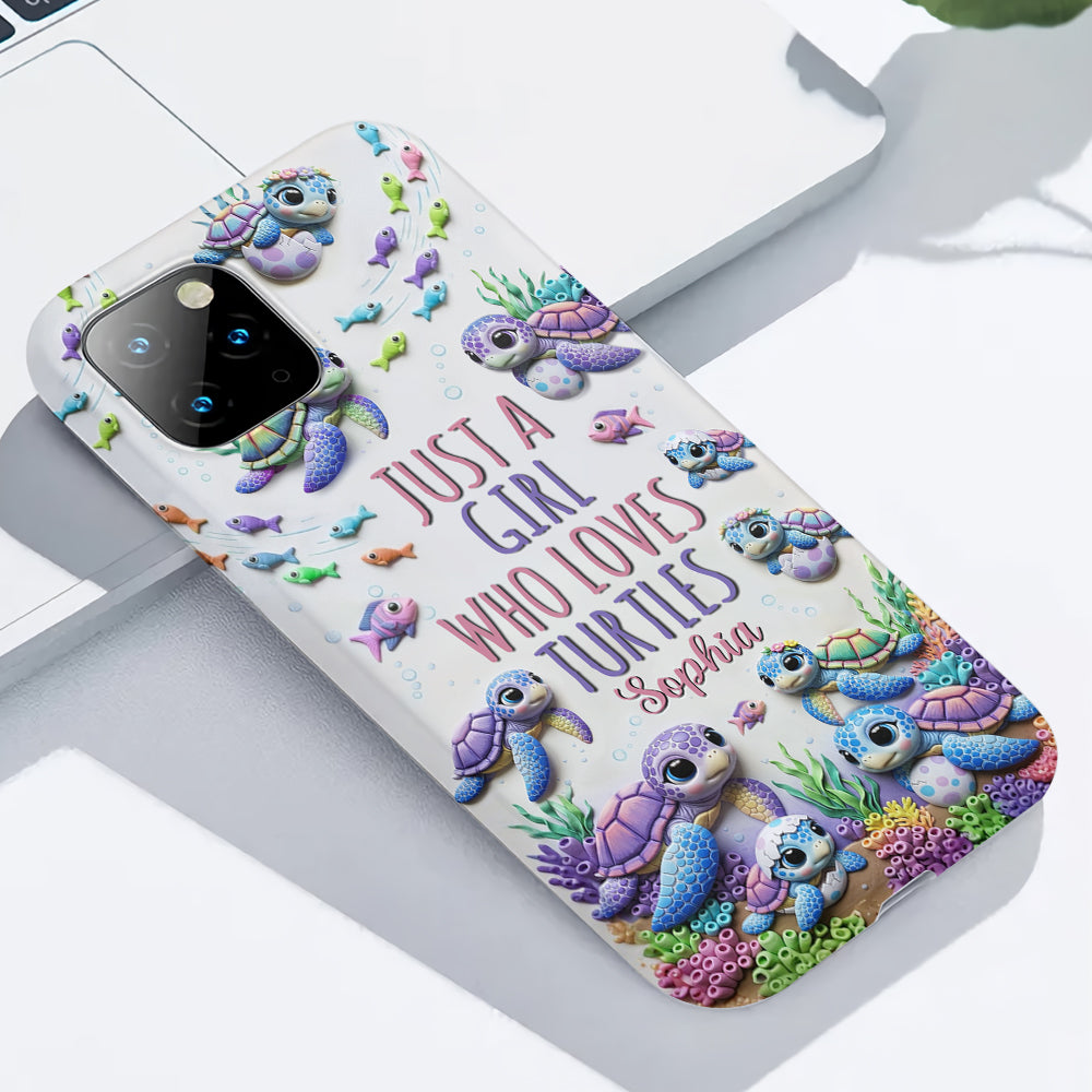 Einfach ein Mädchen, das Schildkröten liebt – Personalisierte Handyhülle mit Schildkröten-Vollbilddruck