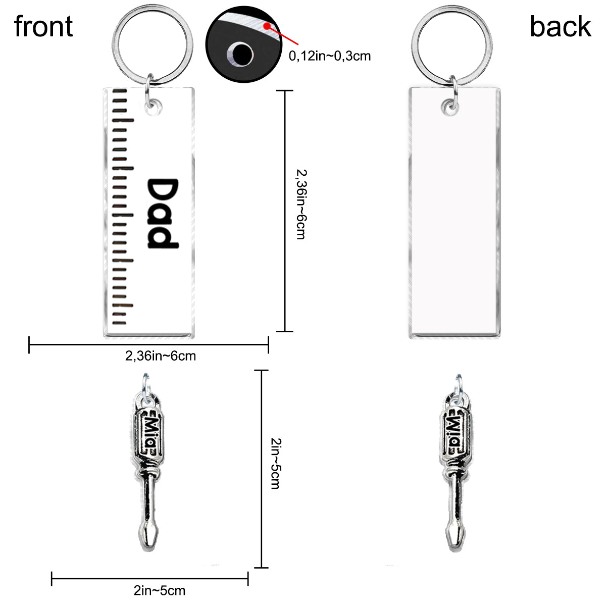 Papa-Schlüsselanhänger mit Hammer, Schraubenzieher und Schraubenschlüssel – personalisierter Papa-Schlüsselanhänger mit Anhängern