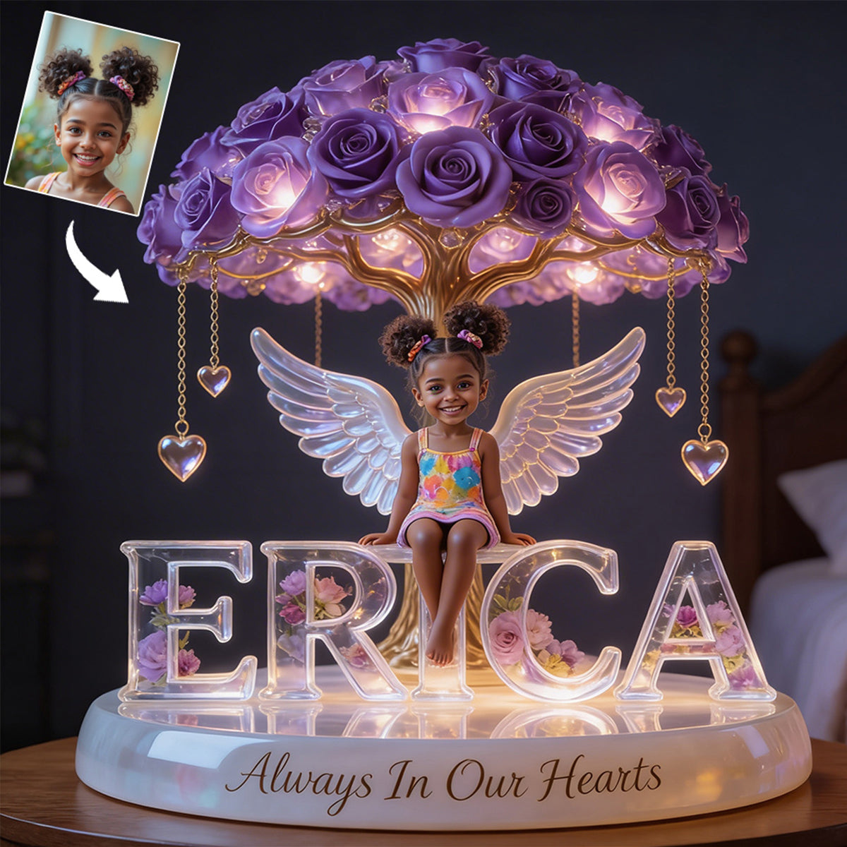 Custom Any Photo Forever Missed - Personalized Memorial Acrylic LED Night Light