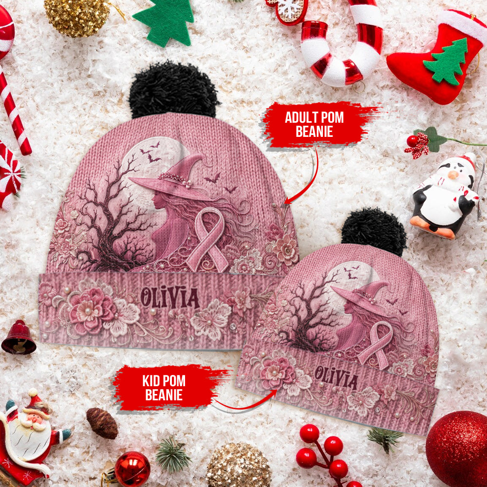 The Pink Witch - Personalized Breast Cancer Awareness Beanie Hat