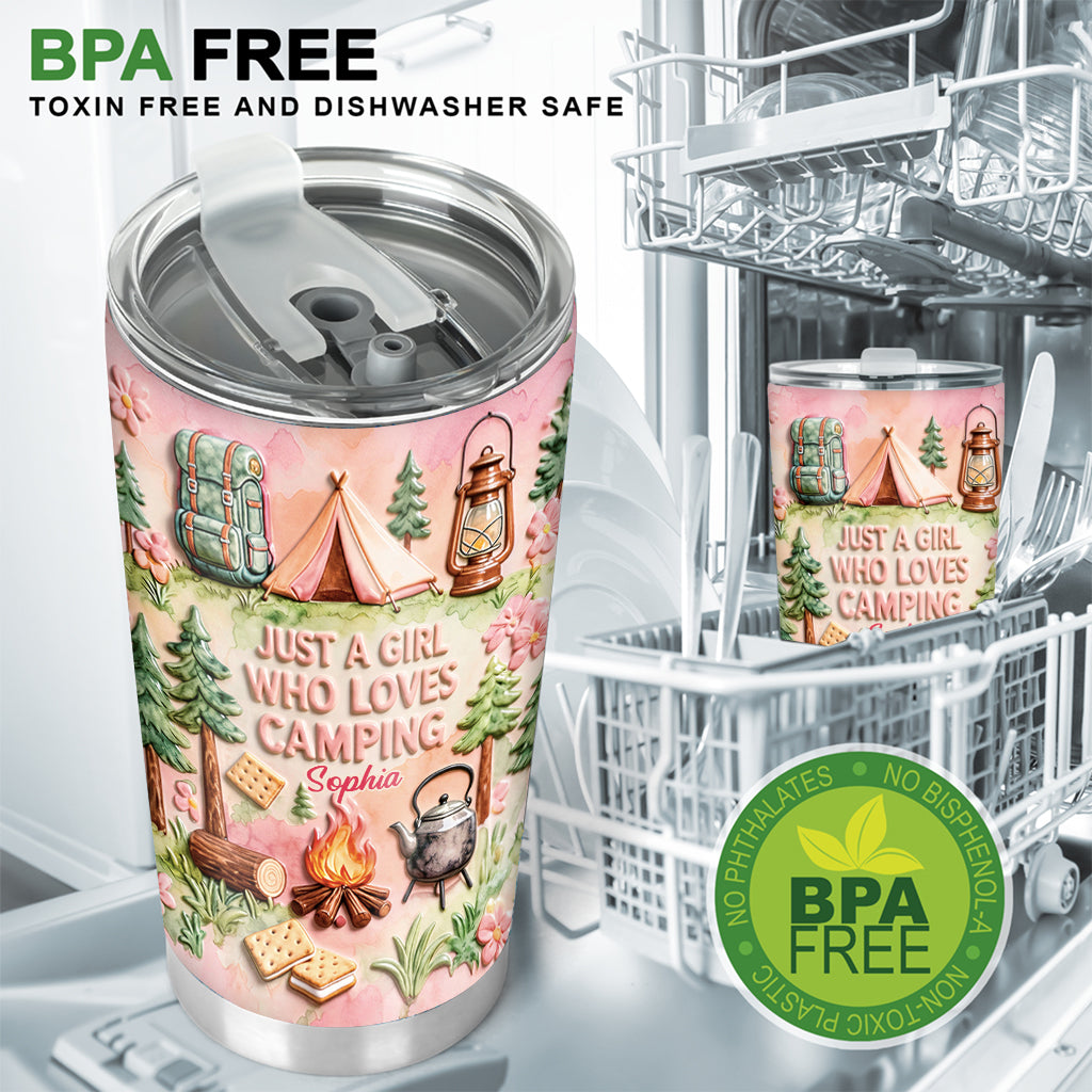 Just A Girl Who Loves Camping - Personalized Camping Tumbler