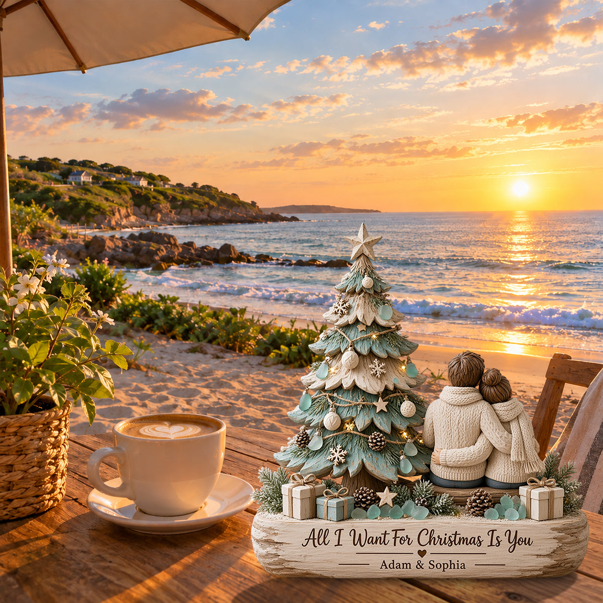 All I Want For Christmas Is You - Personalized Couple Custom Shaped Wood Plaque
