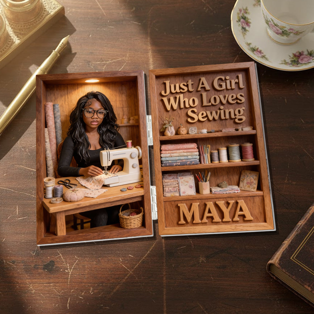 Einfach ein Mädchen, das Nähen liebt – personalisiertes Acryl-Diptychon zum Thema Nähen
