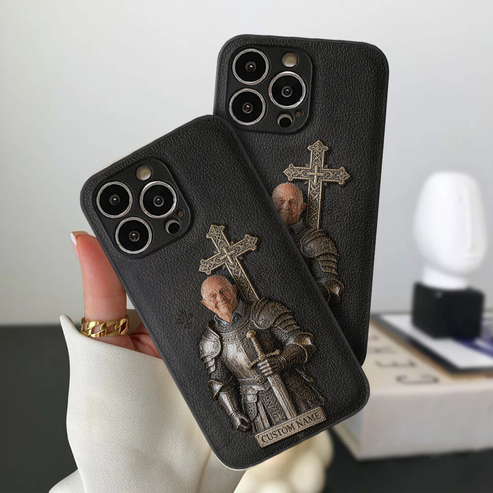 Knight Of God - Personalized Christian Leather Phone Case