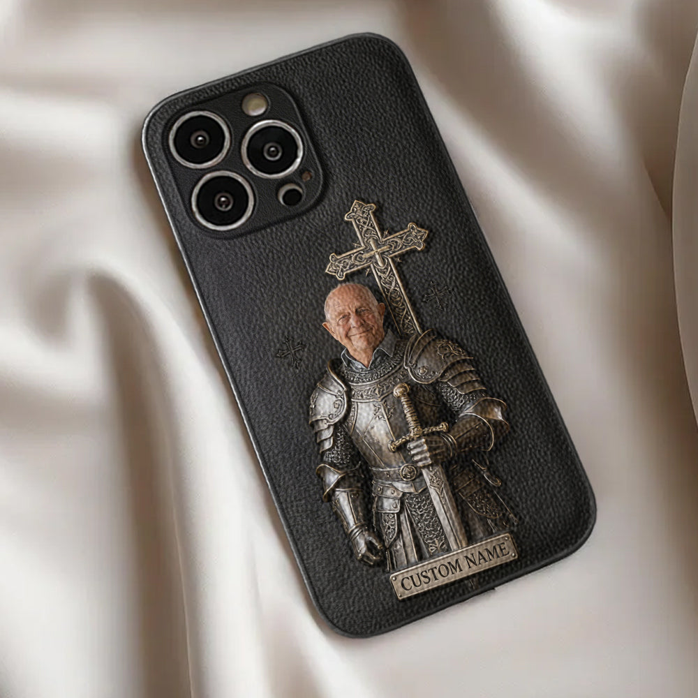 Knight Of God - Personalized Christian Leather Phone Case
