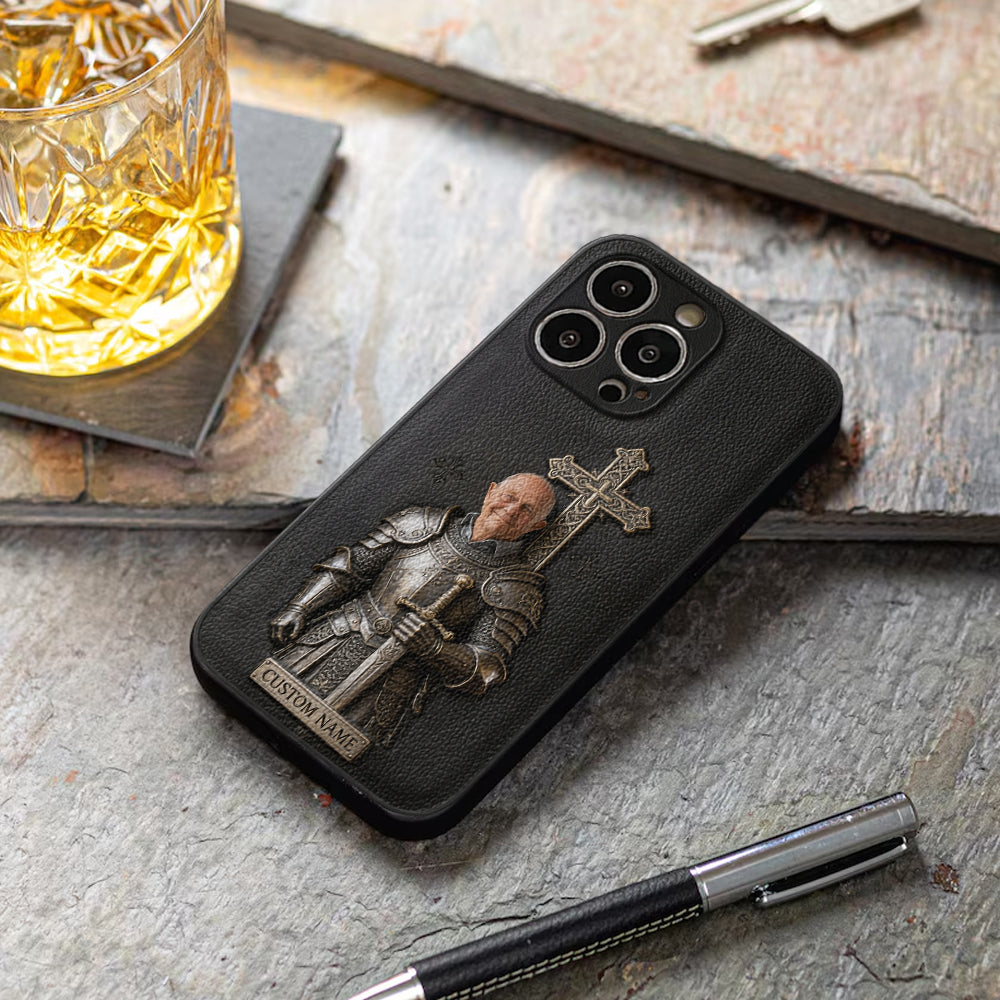 Knight Of God - Personalized Christian Leather Phone Case