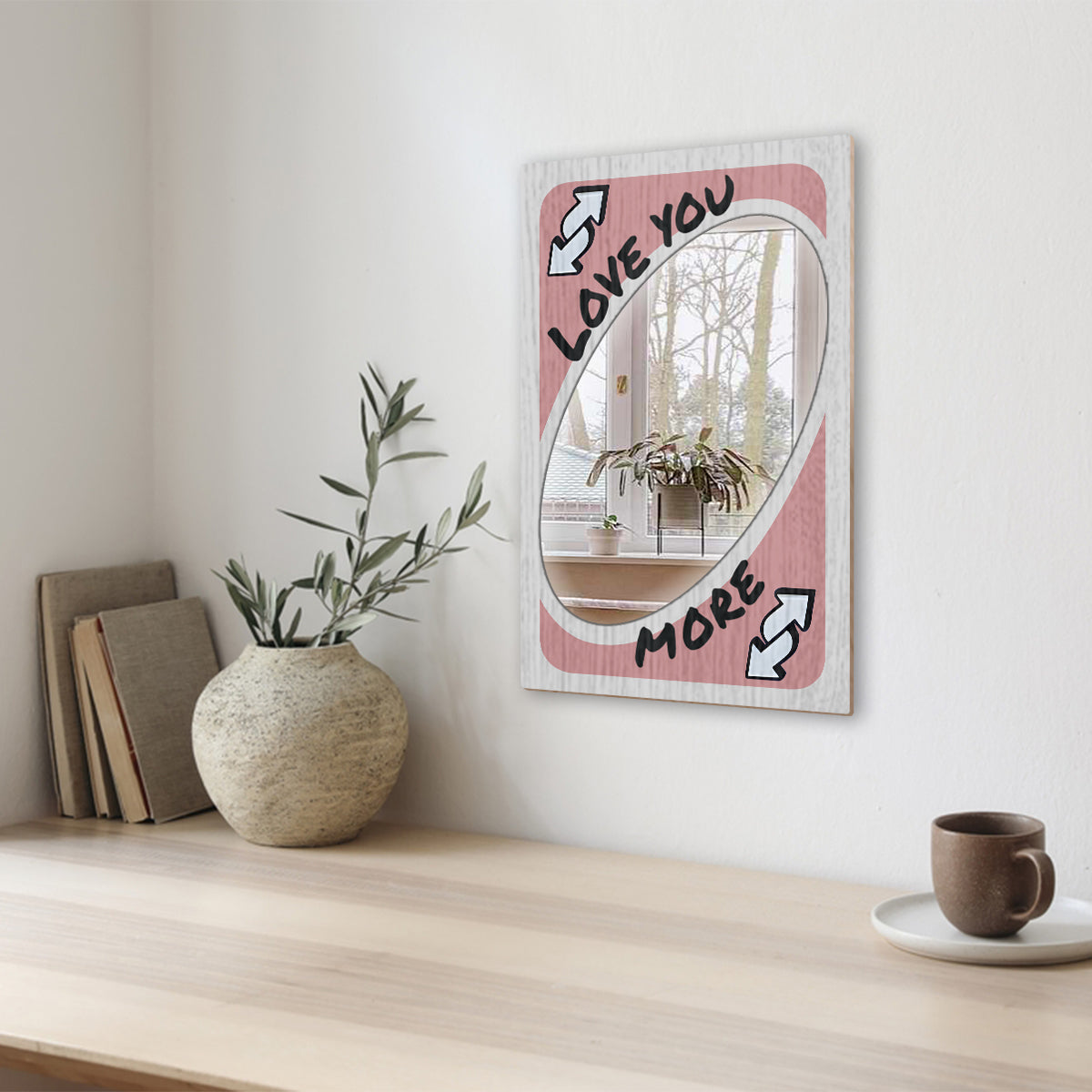 Love You More Reverse Card - Personalized Couple Wall Hanging Mirror