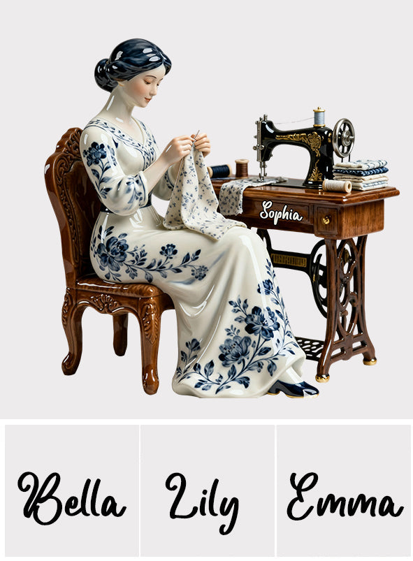 Einfach eine Frau, die das Nähen liebt – personalisierte Acrylplakette in individueller Form