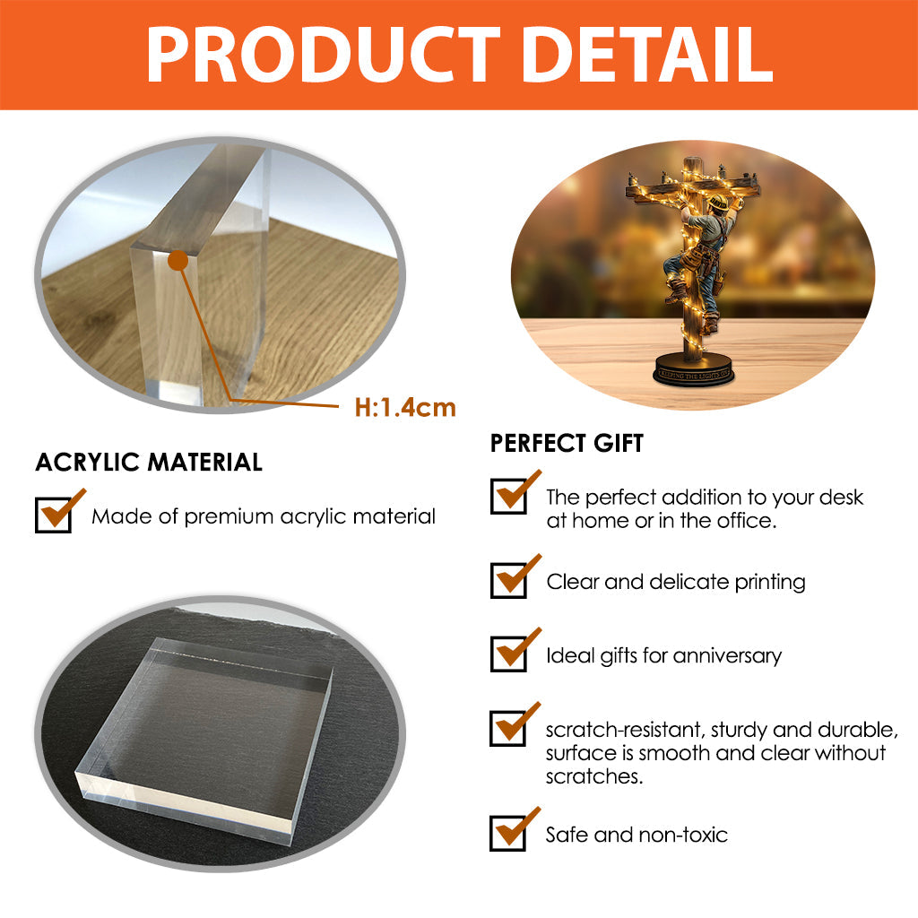 Keeping The Lights On - Personalized Lineman Custom Shaped Acrylic Plaque