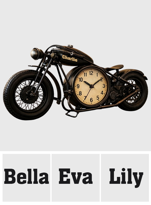 Motorrad, Geschenk für Biker – Personalisierte Biker-Tischuhr mit Plakette