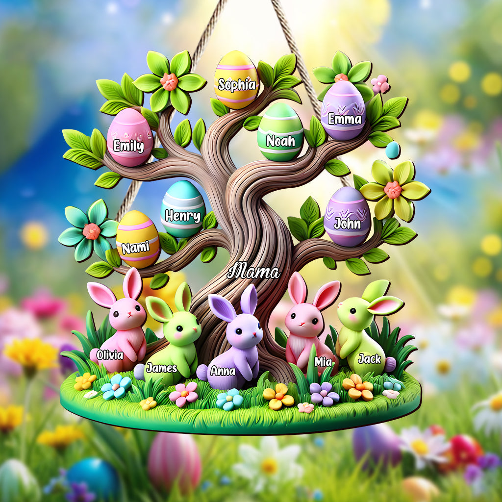 Osterhasen - Personalisiertes Mutter-Holzschild in individueller Form