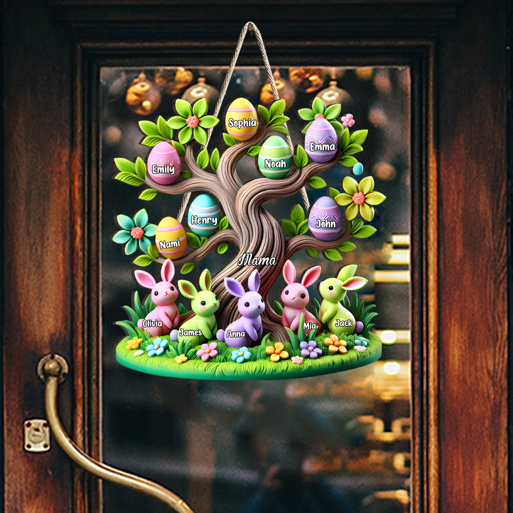 Osterhasen - Personalisiertes Mutter-Holzschild in individueller Form
