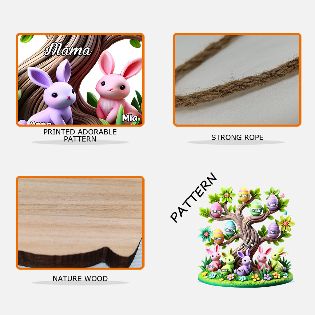 Osterhasen - Personalisiertes Mutter-Holzschild in individueller Form