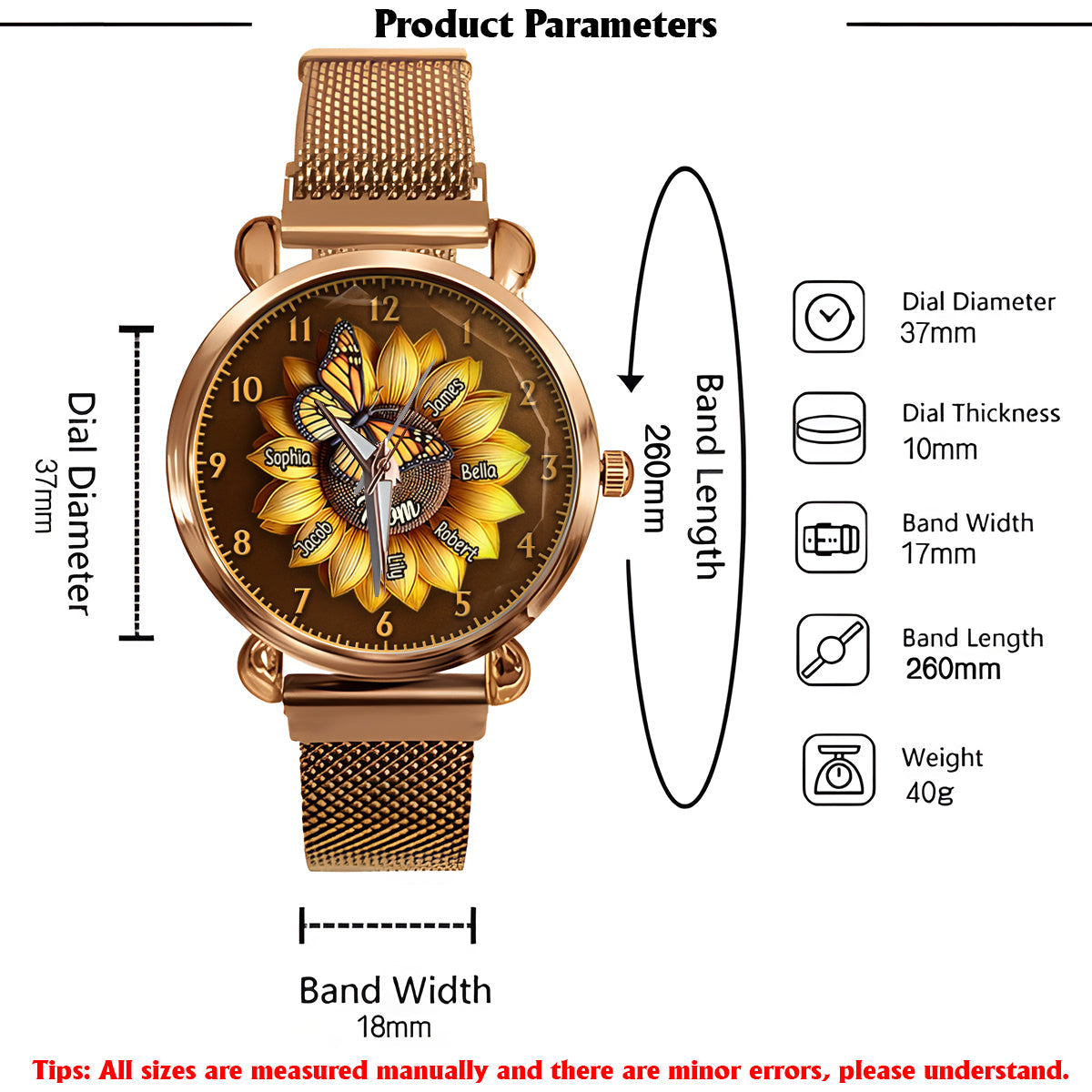 Sunflower Gift For Mom Grandma - Personalized Mother Women Hand Watch