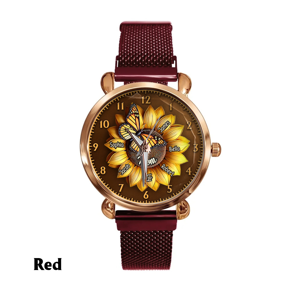 Sunflower Gift For Mom Grandma - Personalized Mother Women Hand Watch