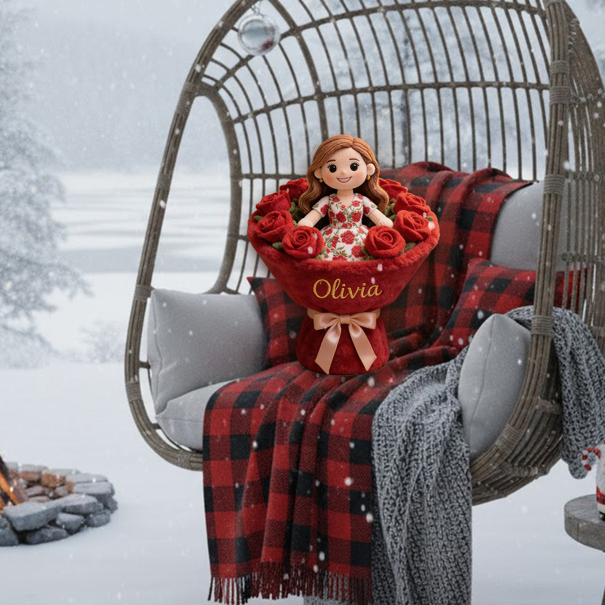 Birth Flower - Personalized Birth Month Flower Premium Faux Fur Pillow