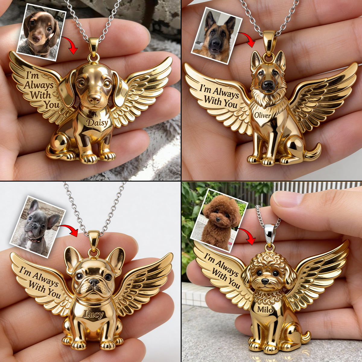 Personalisierte Halskette mit Hundeanhänger aus Acryl und Foto Ihres Lieblingstiers