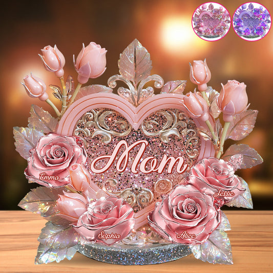 Blumen für Mama und Oma – Personalisierte Acrylplakette in Sonderform für die Mutter