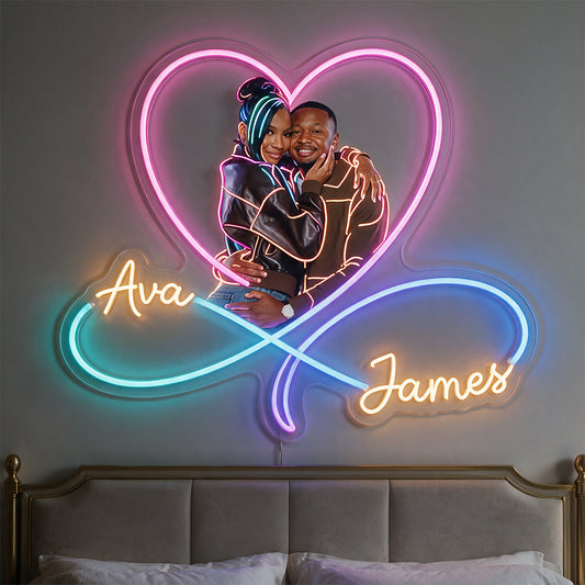 Liebe Dich Unendlich, Schlafzimmerdekoration - Personalisierte Neon LED Lichtsignatur