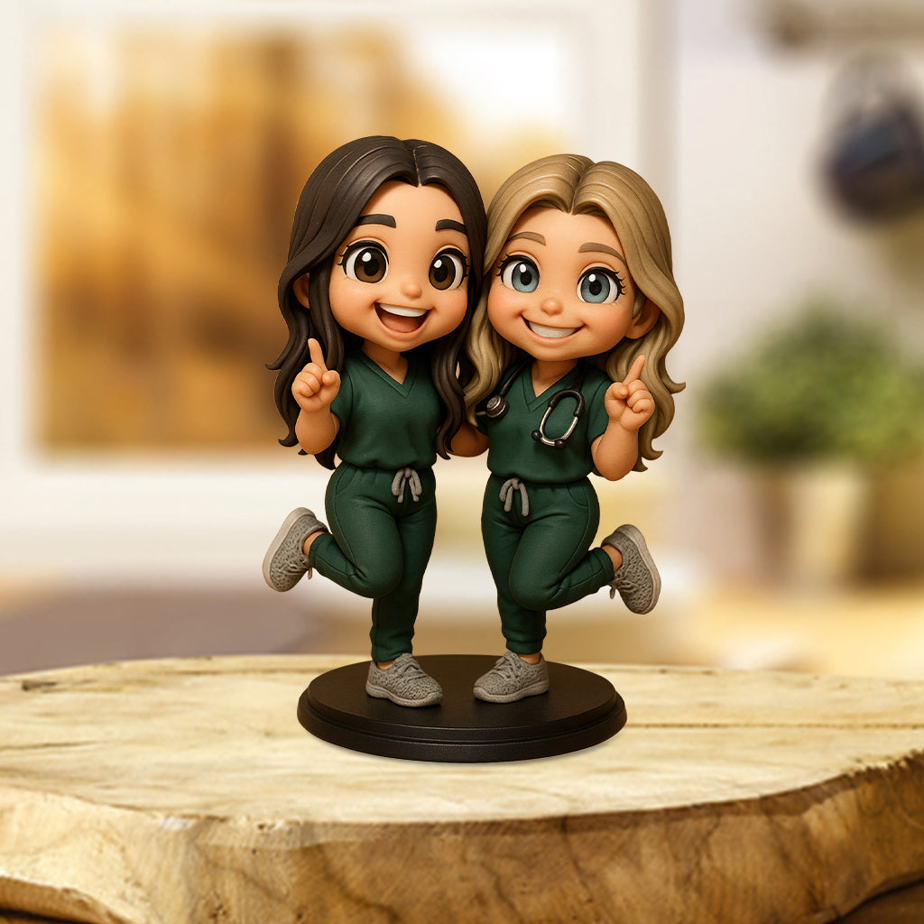 Chibi-Mediziner/in – Personalisierte Acrylplakette in individueller Krankenschwesterform