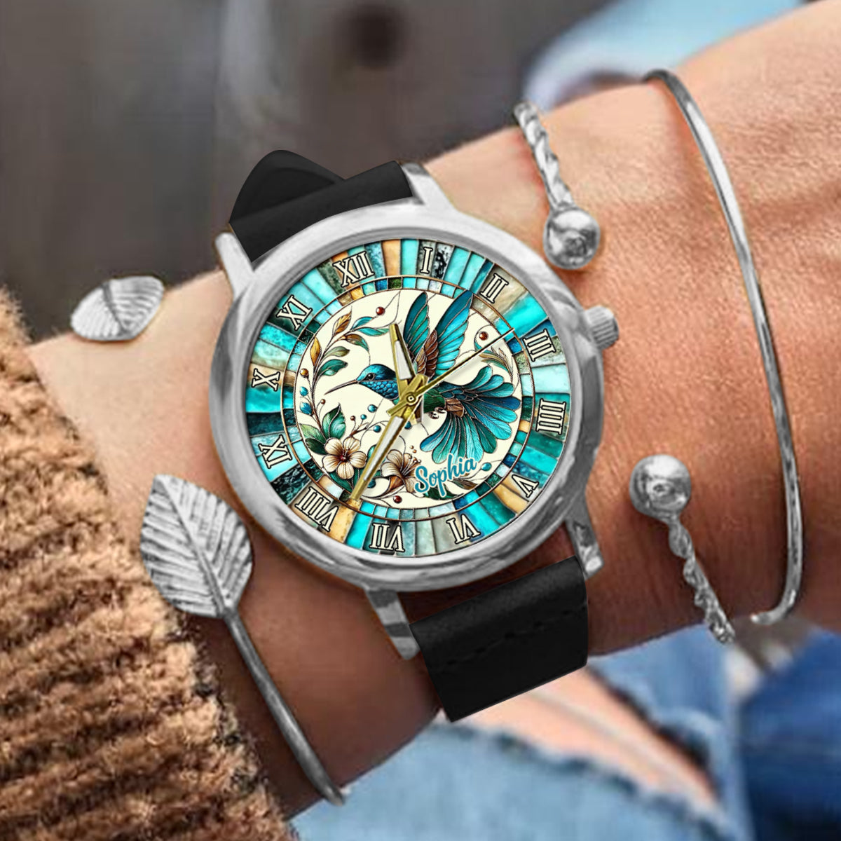 Blauer Kolibri – Personalisierte Kolibri-Handuhr