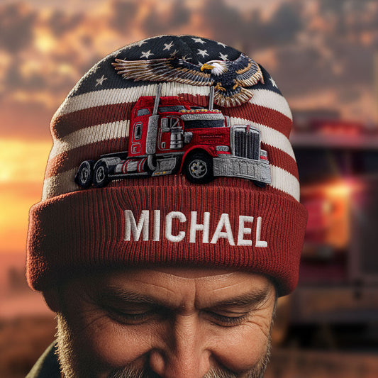 Proud Trucker - Personalized Trucker Beanie Hat